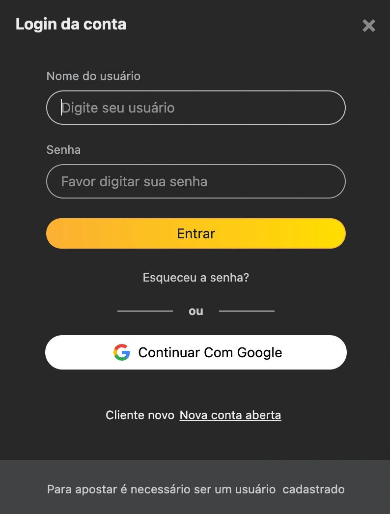 Tela de registro no 118BET cassino
